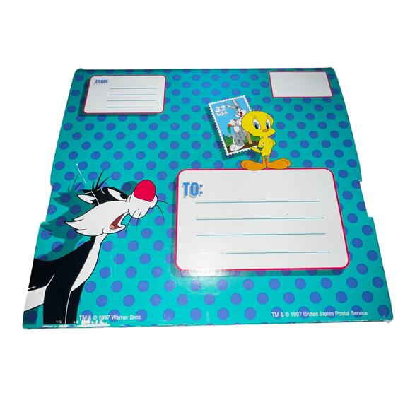 Vintage 90s Looney Tunes Stamp Collection Bugs Bunny  T-shirt in postage box L/X - Picture 3 of 11